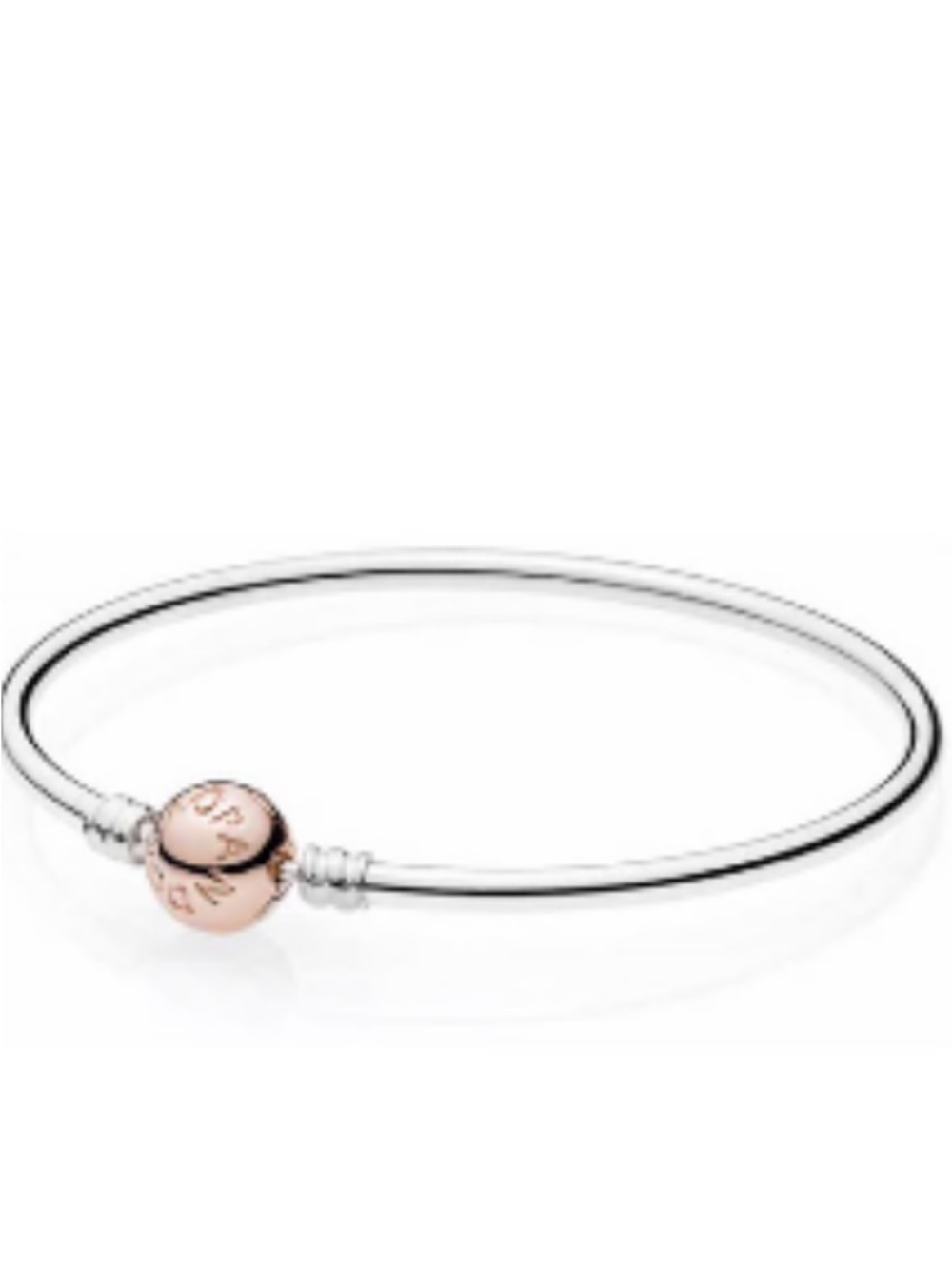 Pandora Silver Bangle with Rose Gold Clasp